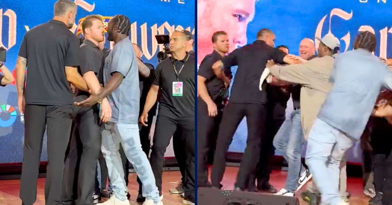 Canelo Held Back From Terence Crawford After Press Conference Shove