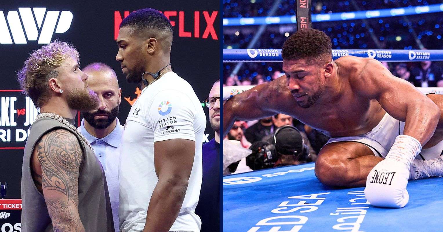 Joshua knocked down beside Jake Paul face off